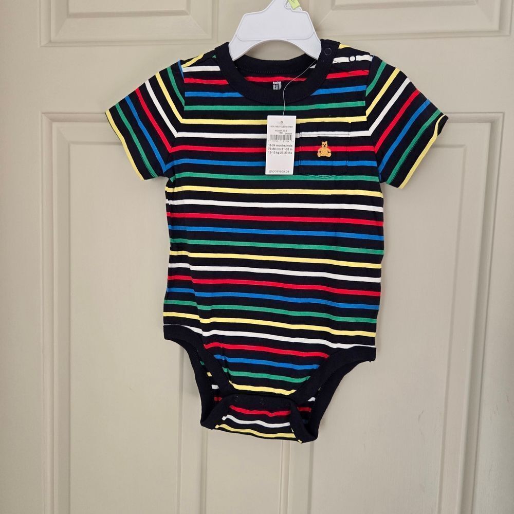2/$15 GAP Multicolor Striped Short Sleeve Onesie NWT